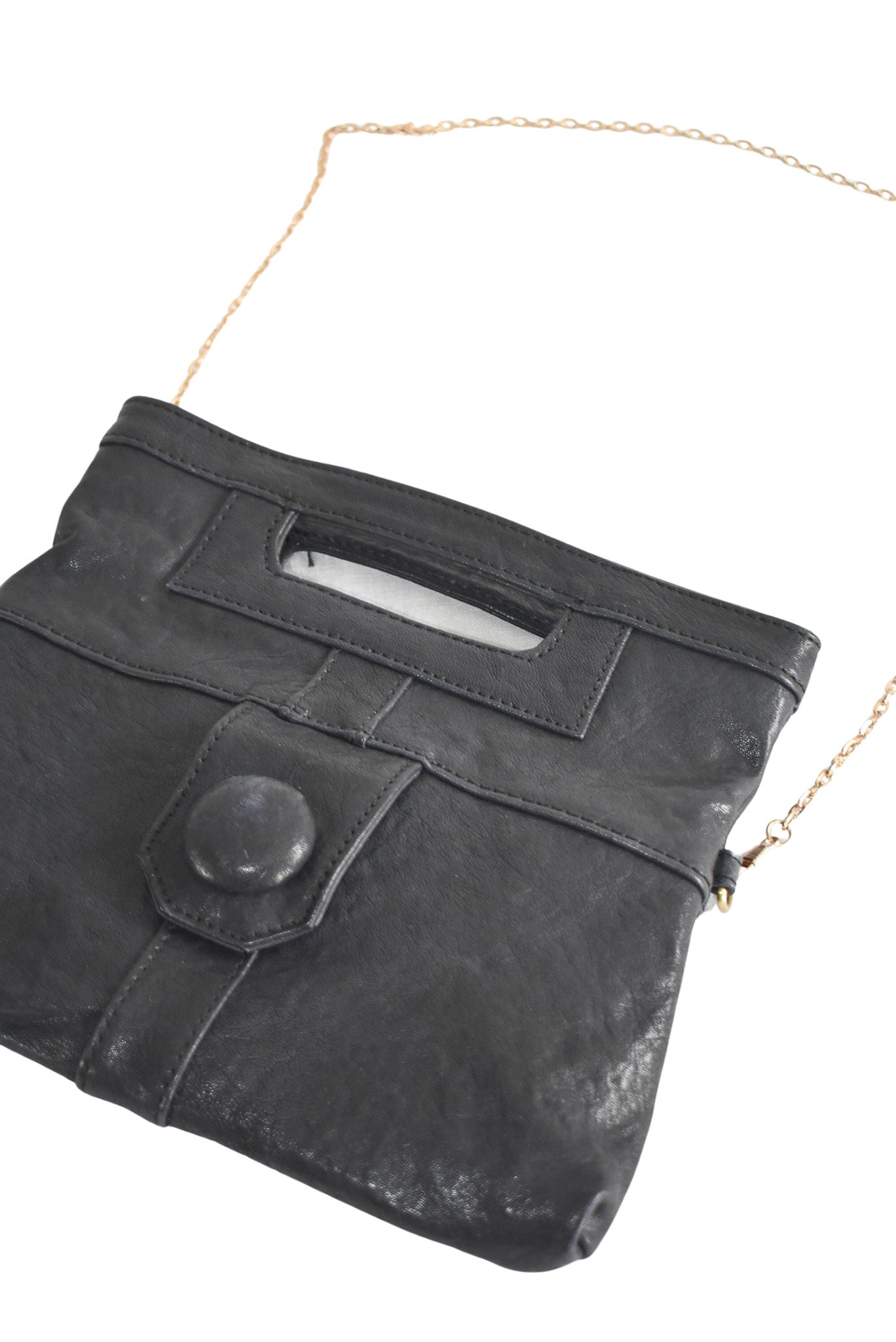 Genuine leather Art Wood black bag