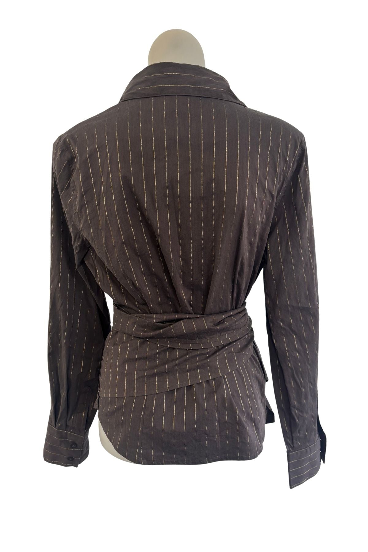 Emerge brown + gold tie top, 14