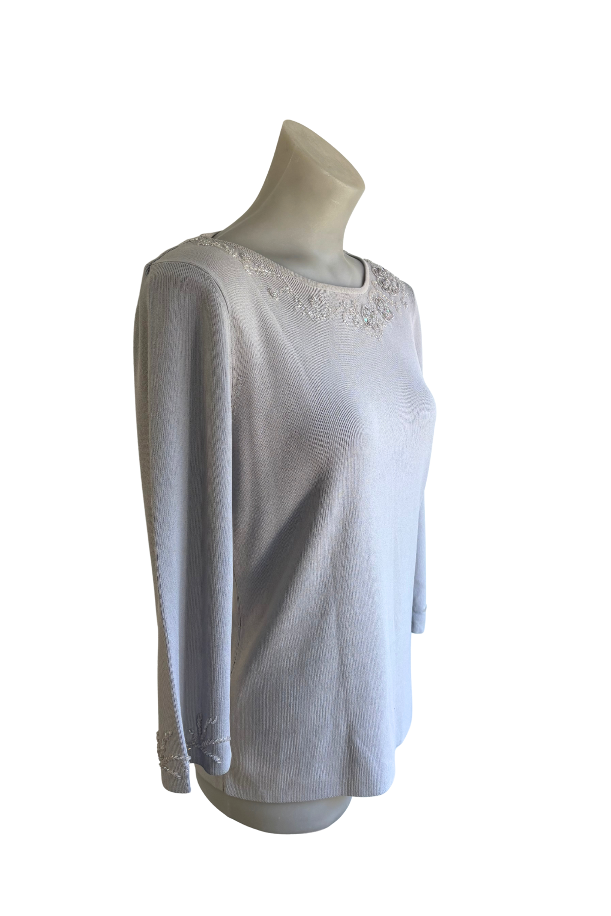 Marco Polo ribbed beaded top, L