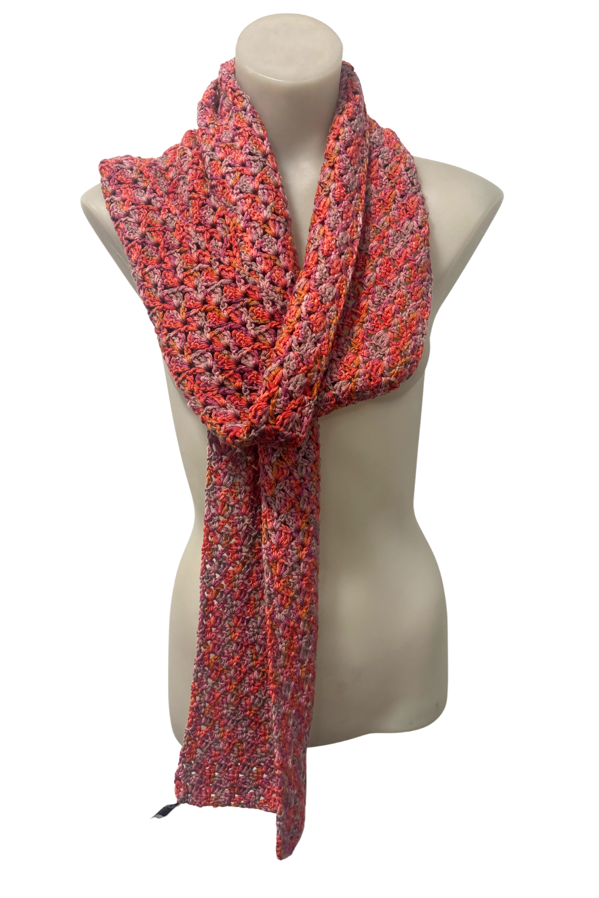 Chunky colourful crochet scarf