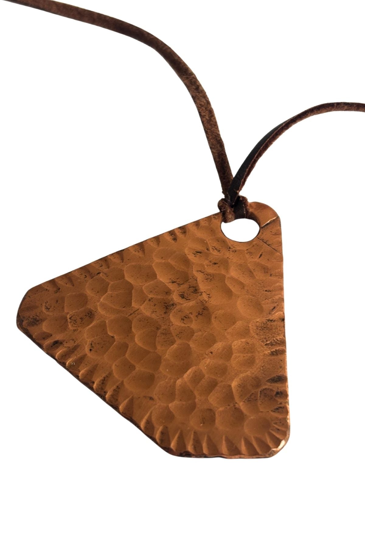Hammered copper triangular necklace