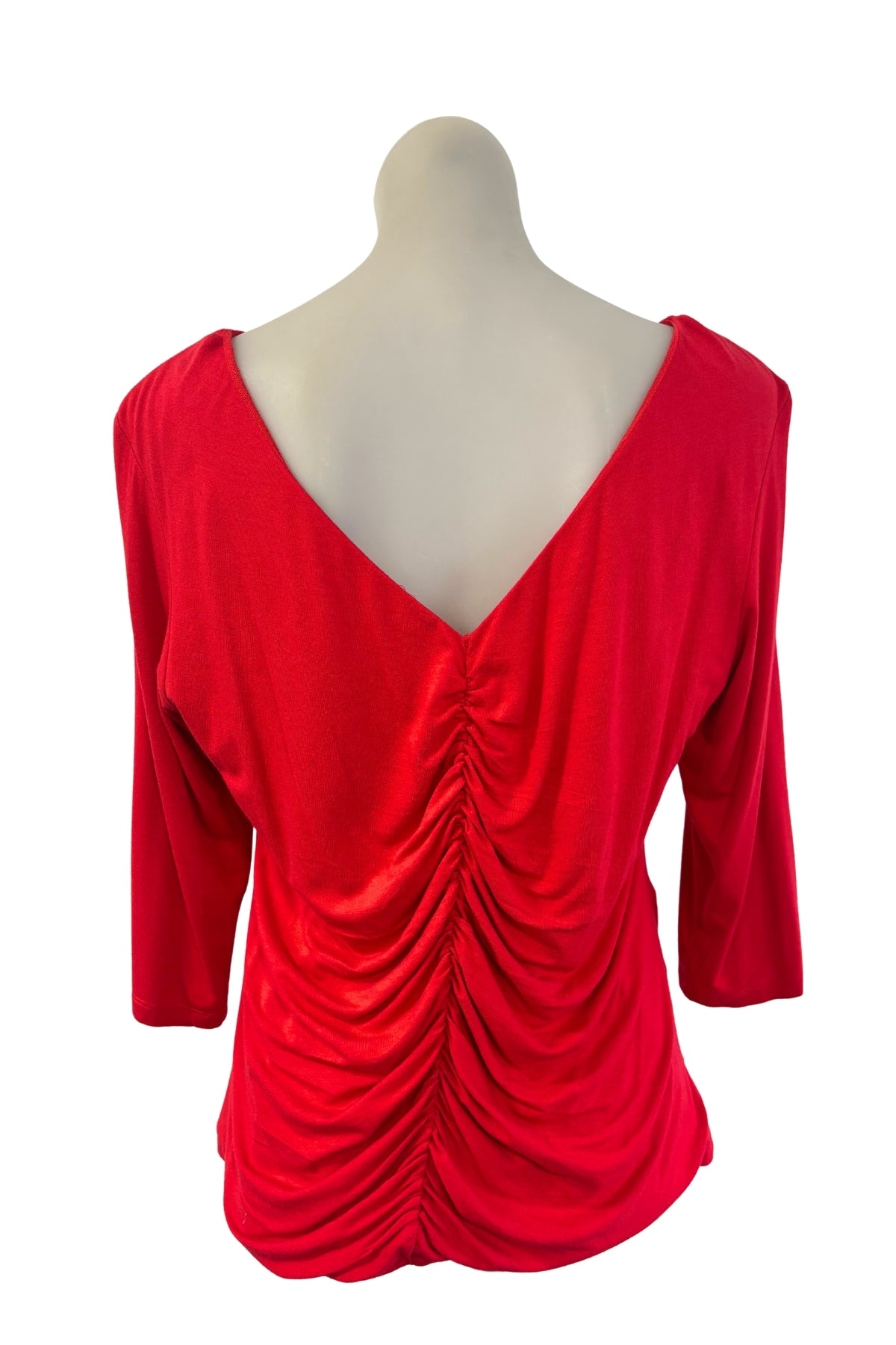 Petrena NZ made red ruched blouse, 16
