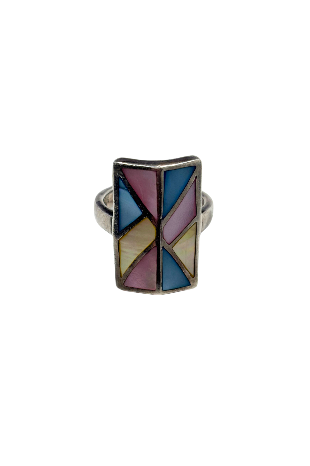 925 Silver colourful mother of pearl ring
