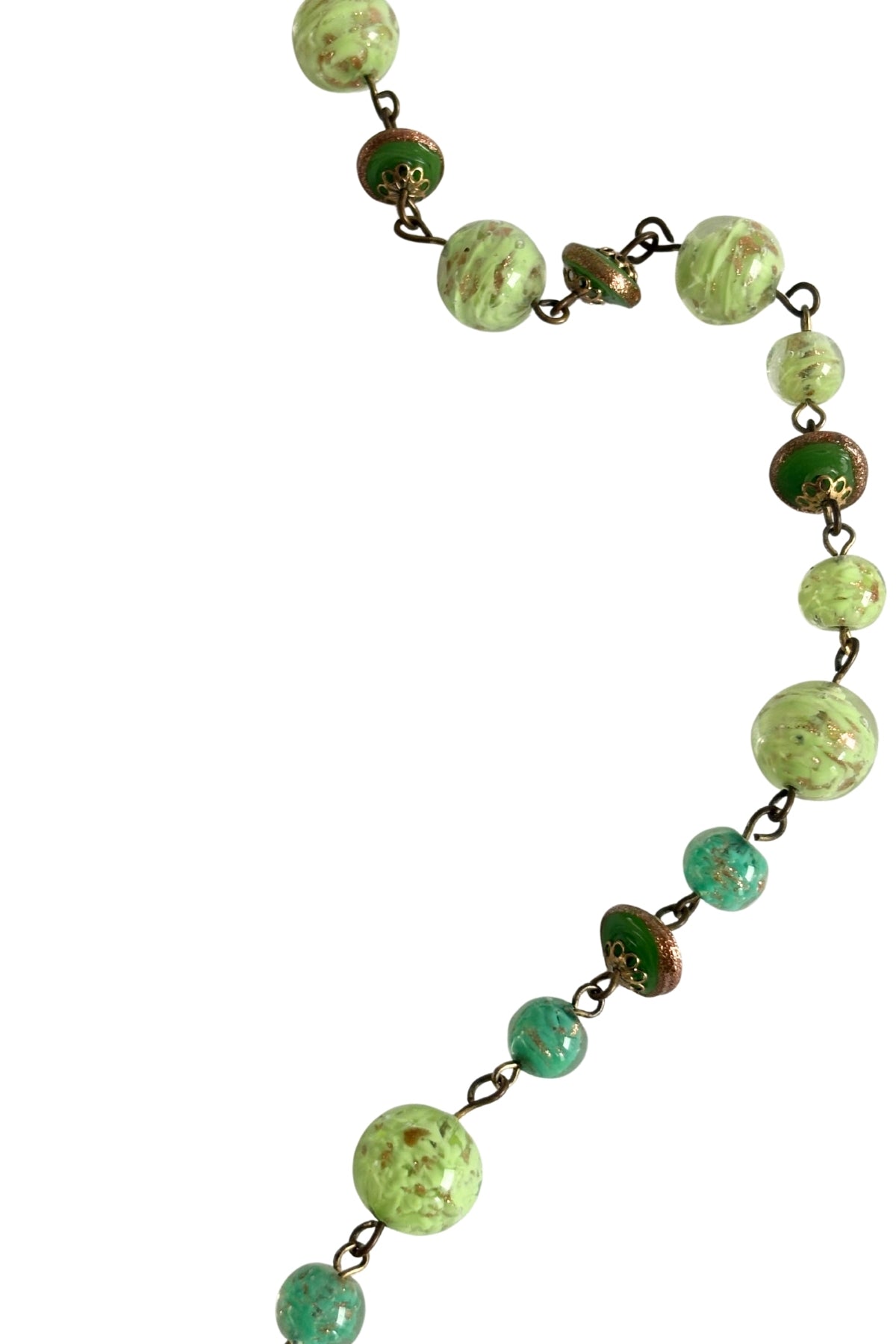Green + gold sparkly orb necklace