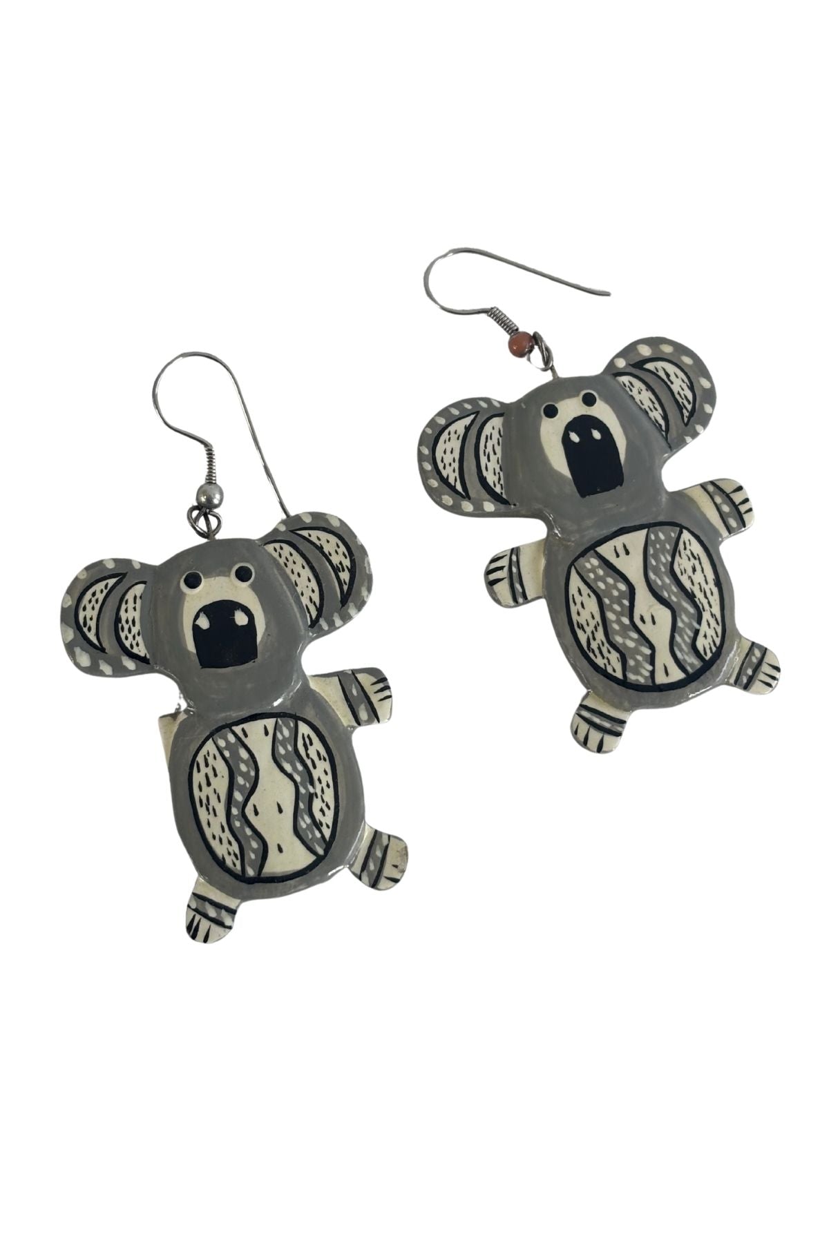 Vintage tribal print koala earrings