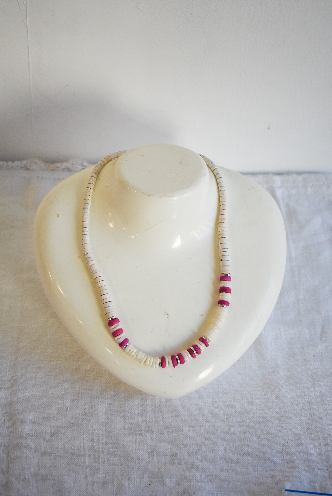 Pink & Puka shell necklace