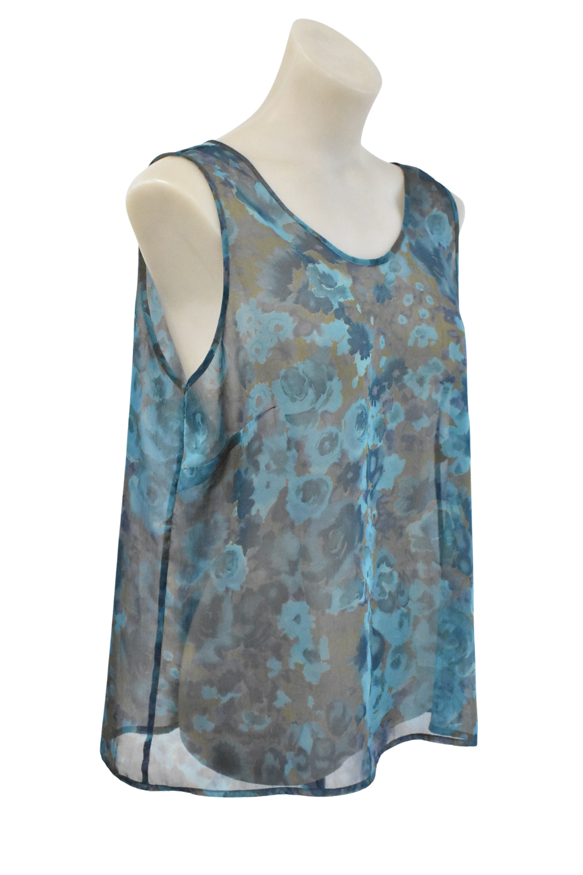 Vintage Classique "Collections" blue oil painting flowers cami, 16