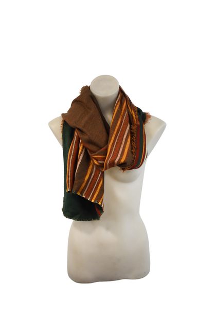Vintage rustic striped wool scarf