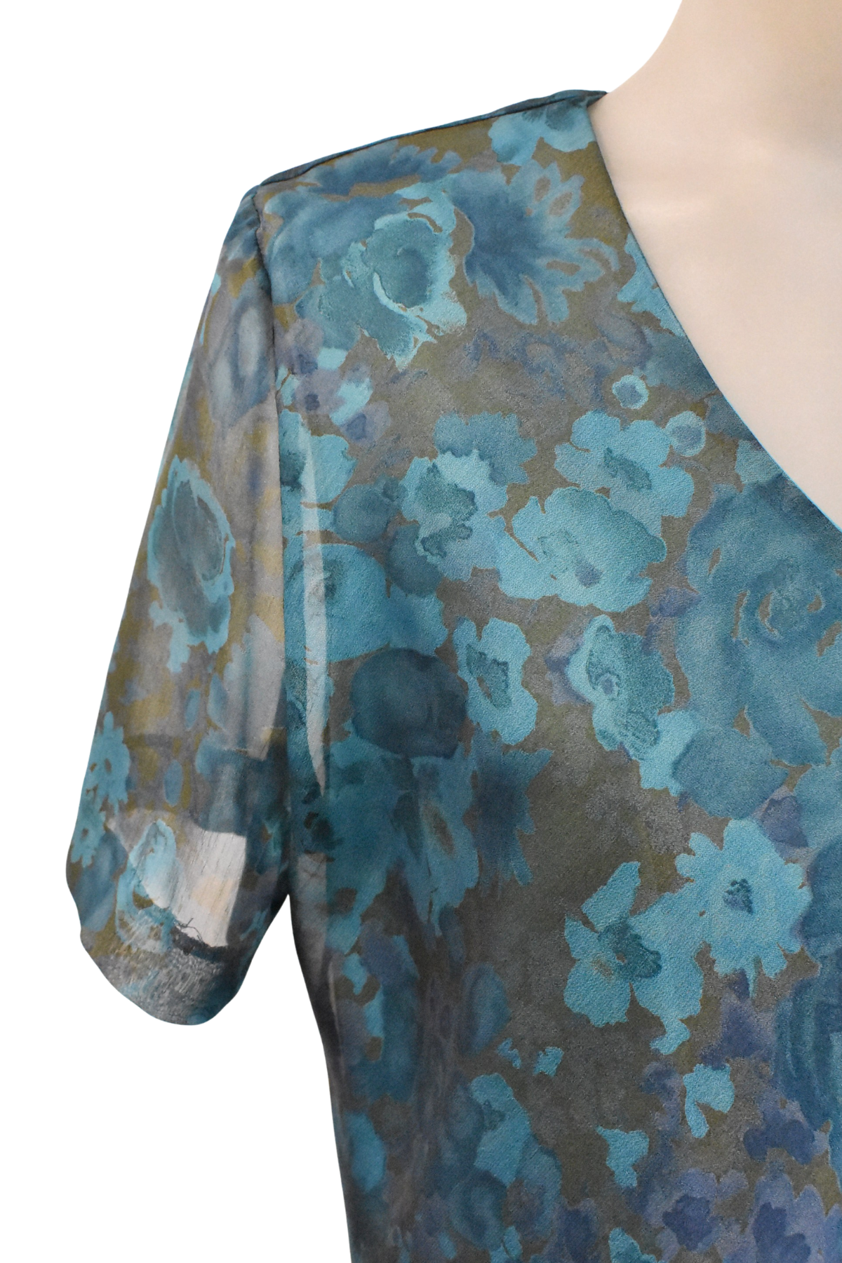 Classique "Collections" blue oil painted flowers blouse, 16