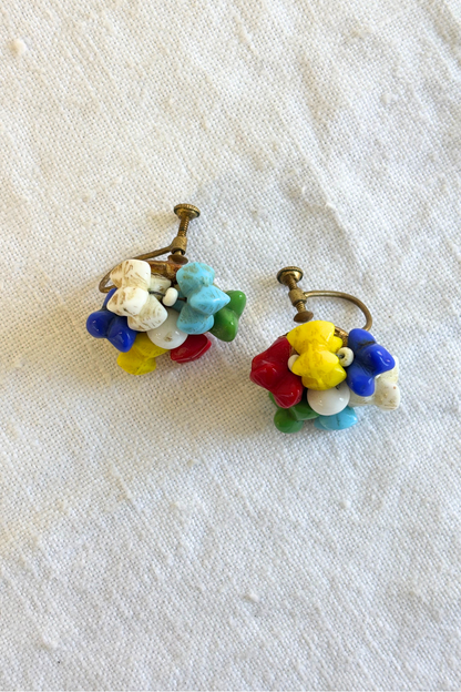 Vintage glass screw on earrings