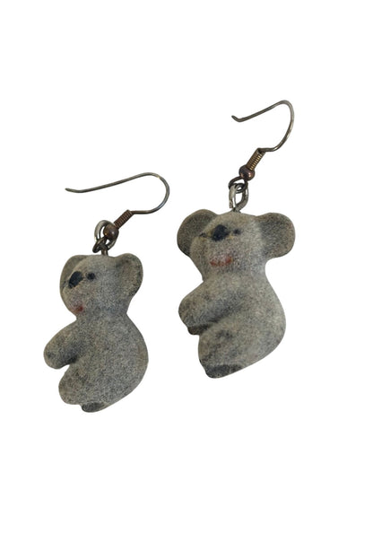 Vintage furry koala earrings