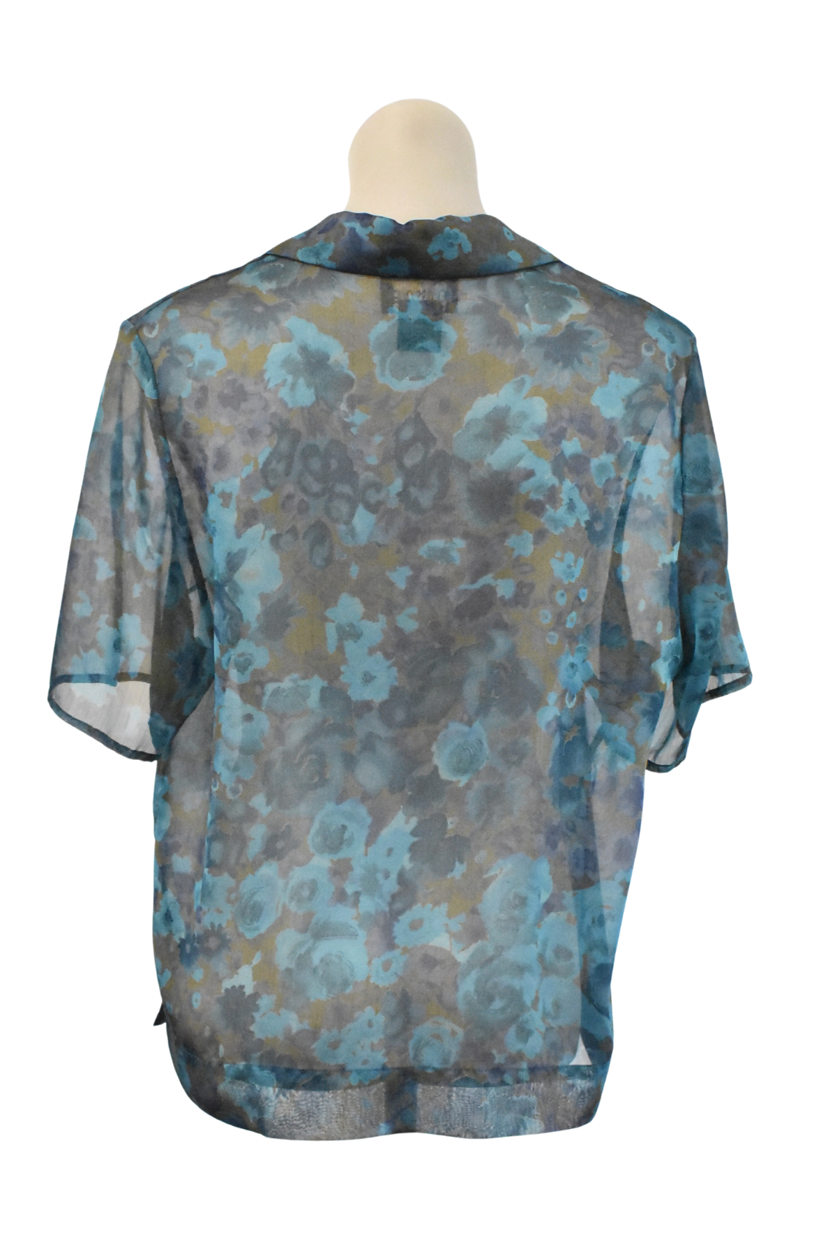 Classique "Collections" blue oil painted flowers button up, 16