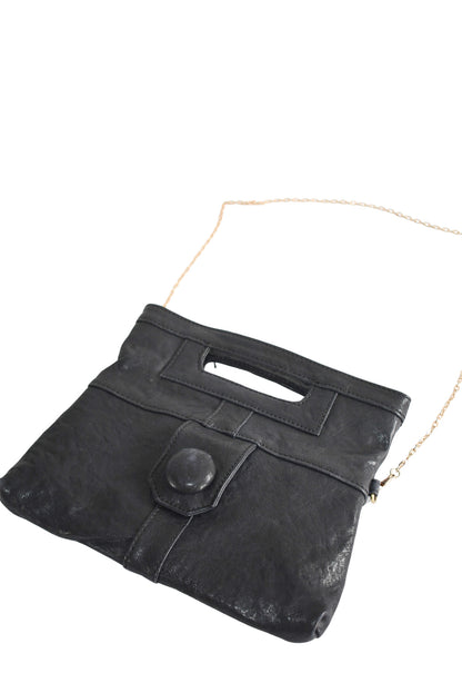 Genuine leather Art Wood black bag