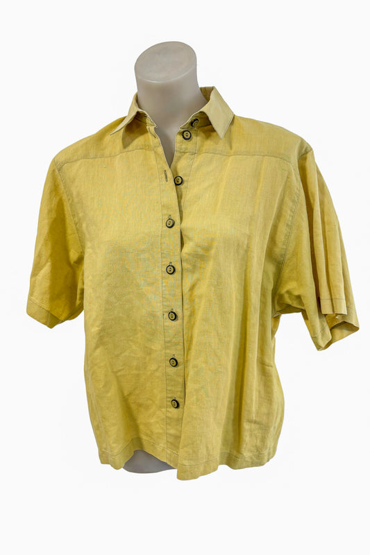 Sage green linen button down, S/M