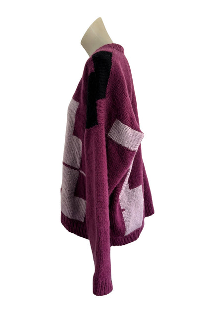 Vintage purple chunky knit jumper, L