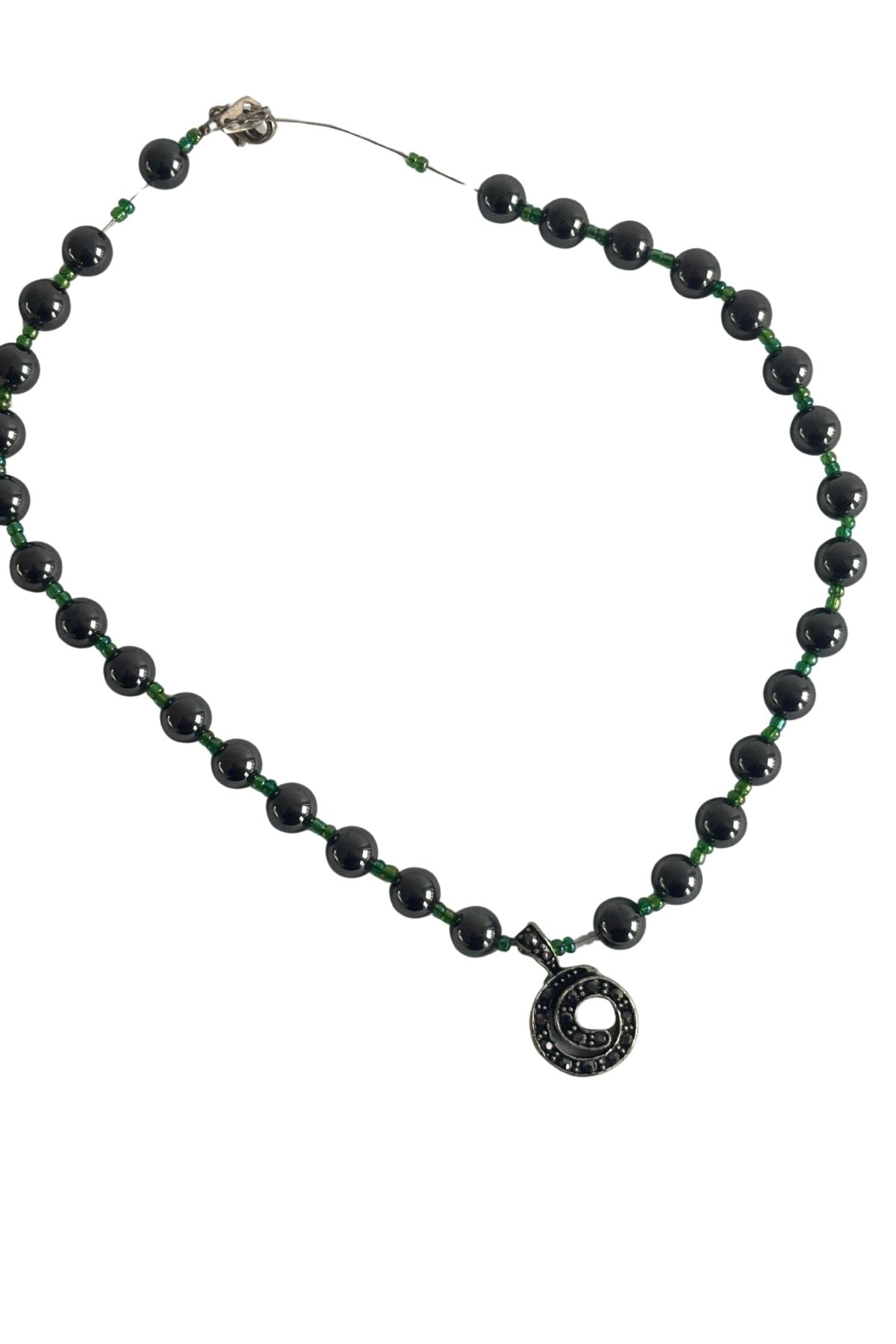 Beaded diamante koru necklace