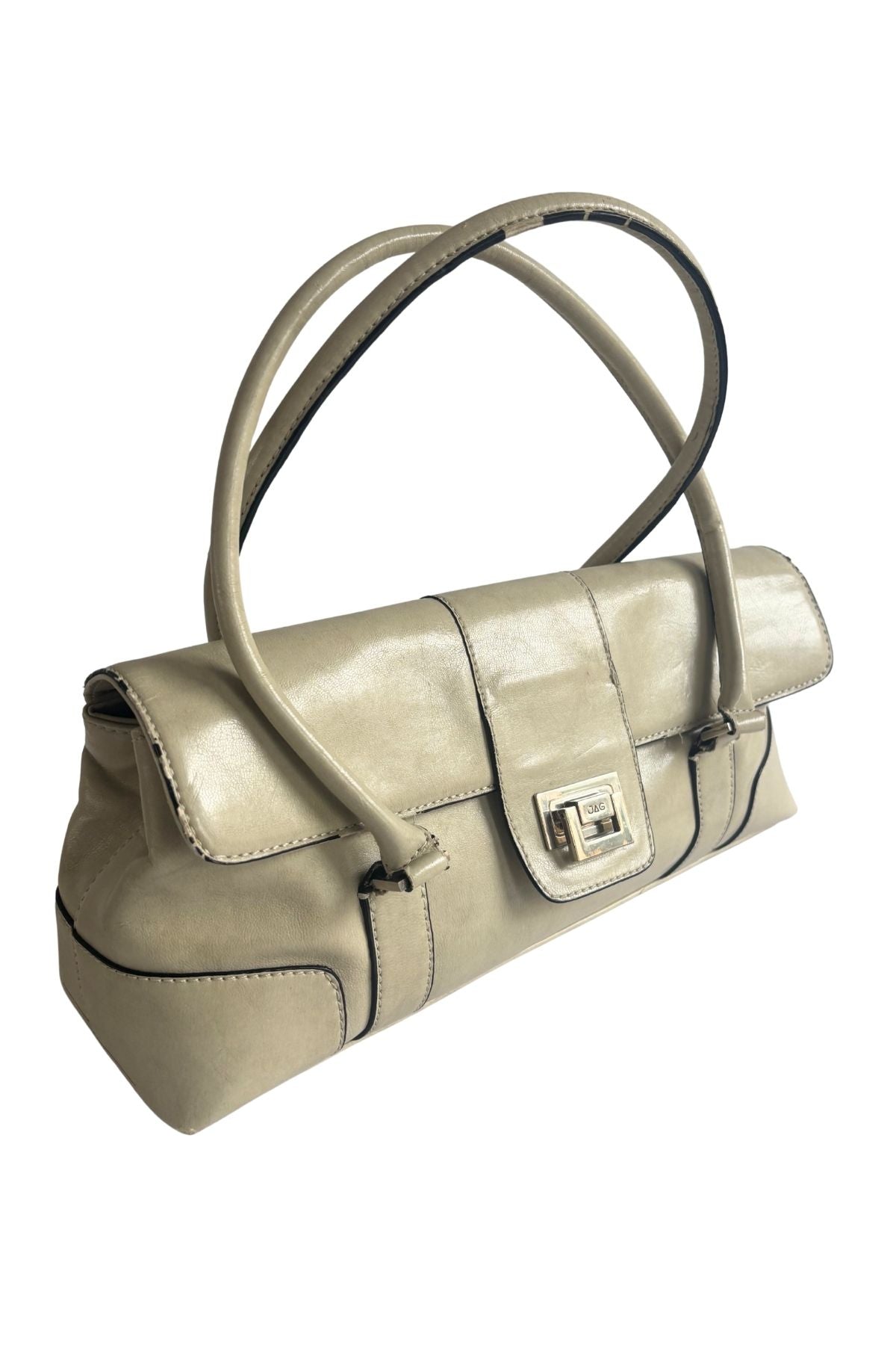 Jag cream vinyl leather handbag