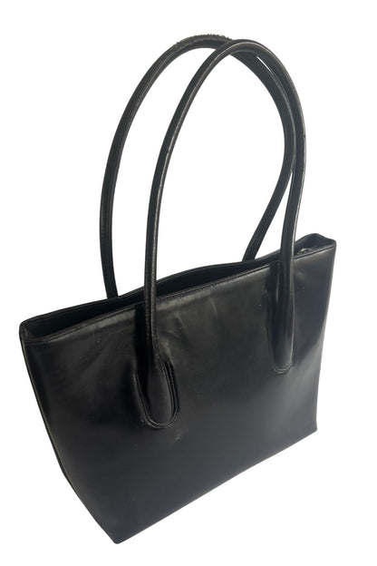 Sachi large black vinyl leather handbag