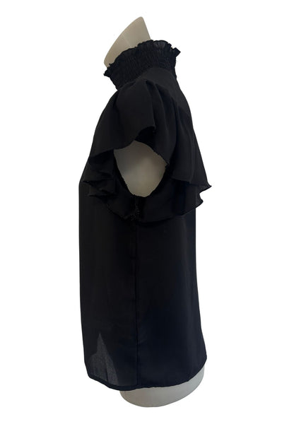 Black high neck blouse, S