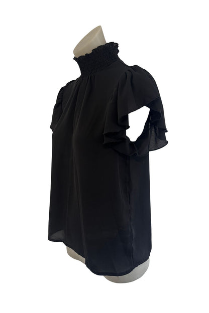 Black high neck blouse, S