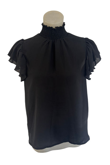 Black high neck blouse, S