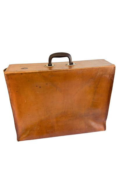 Large vintage leather briefcase with horses