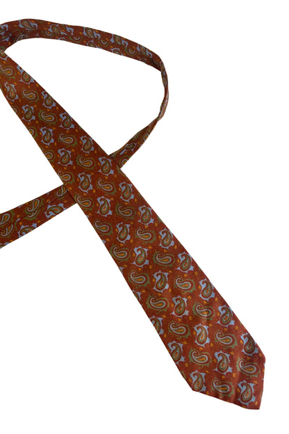 Andrew McDowall 100% silk brown + blue tie