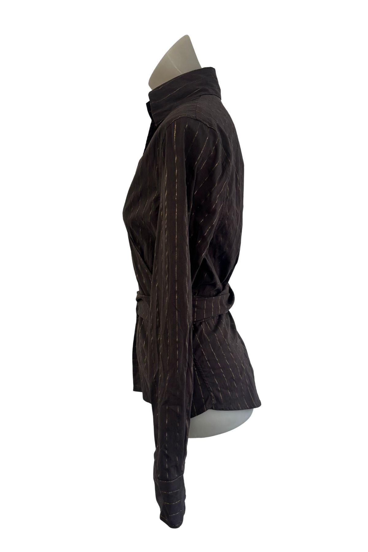 Emerge brown + gold tie top, 14