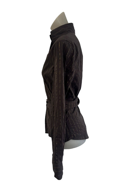 Emerge brown + gold tie top, 14