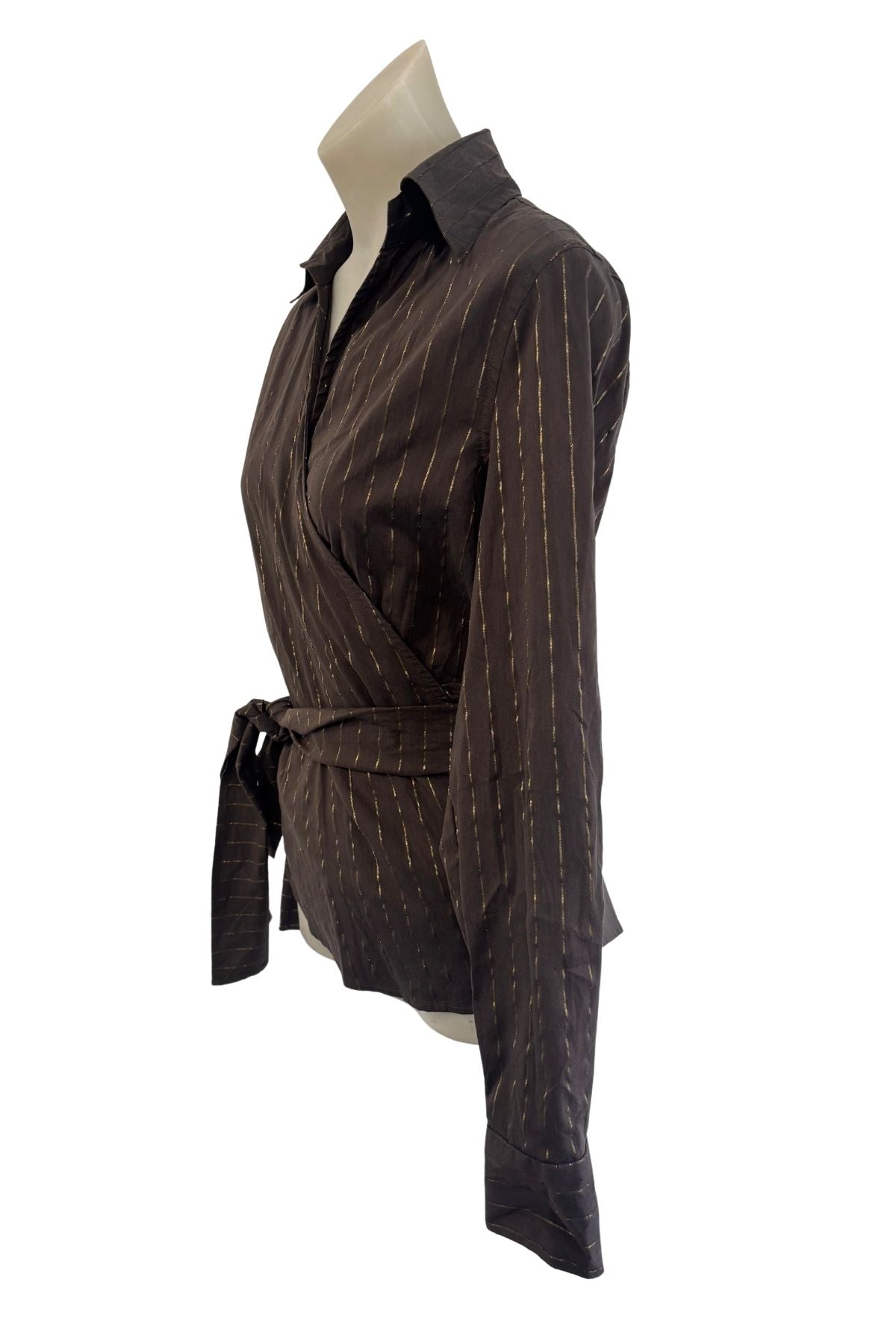 Emerge brown + gold tie top, 14