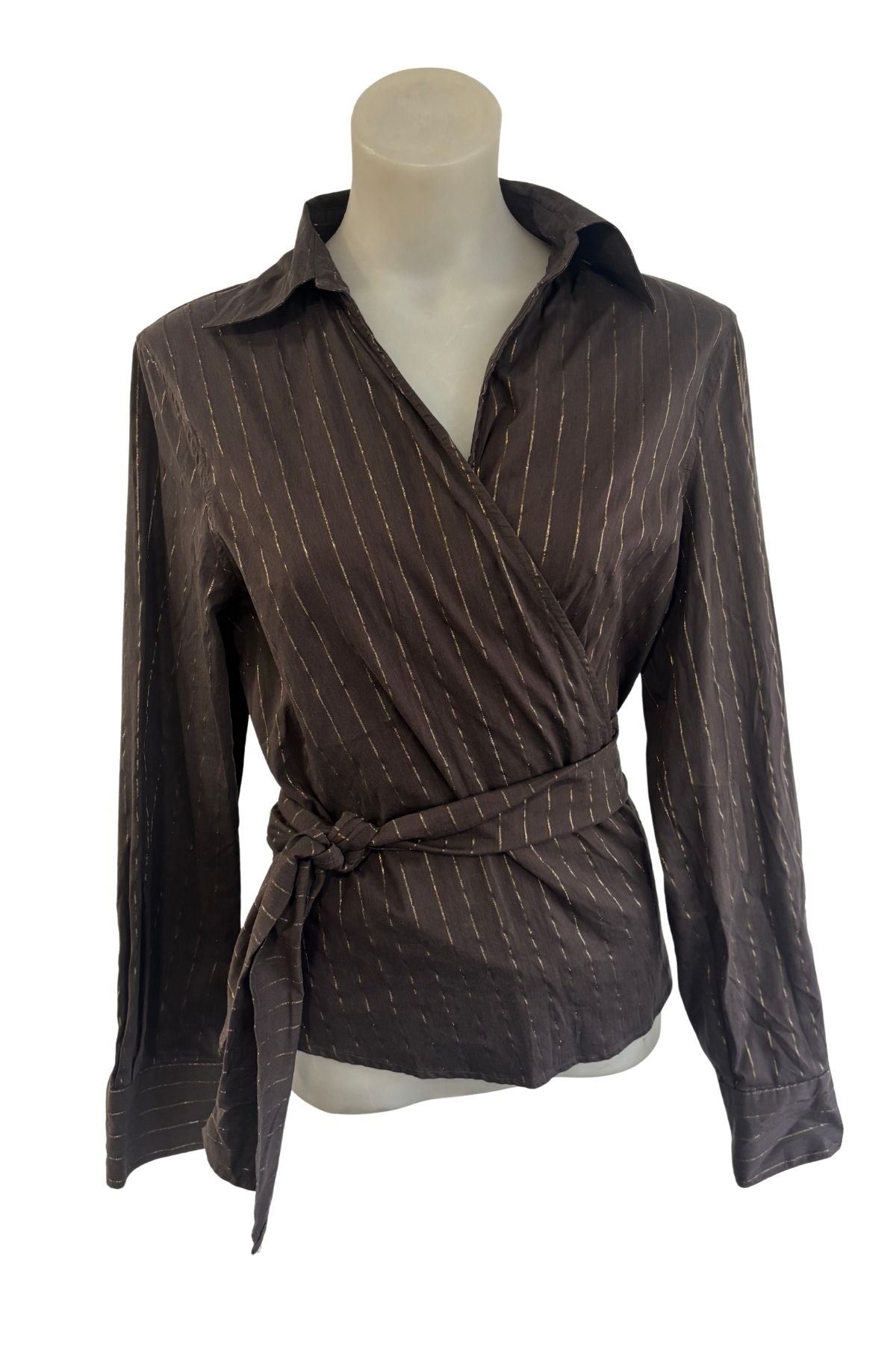 Emerge brown + gold tie top, 14