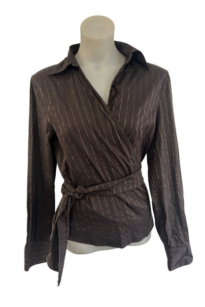 Emerge brown + gold tie top, 14