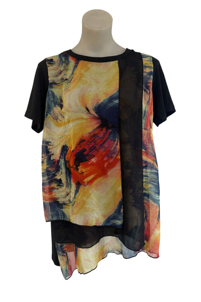 Water colour layered flowy top, L