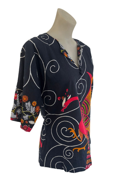 Beautiful cotton floral blouse, S/M