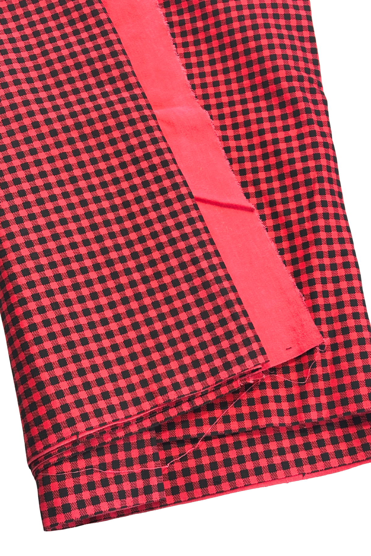 Red + black plaid denim fabric