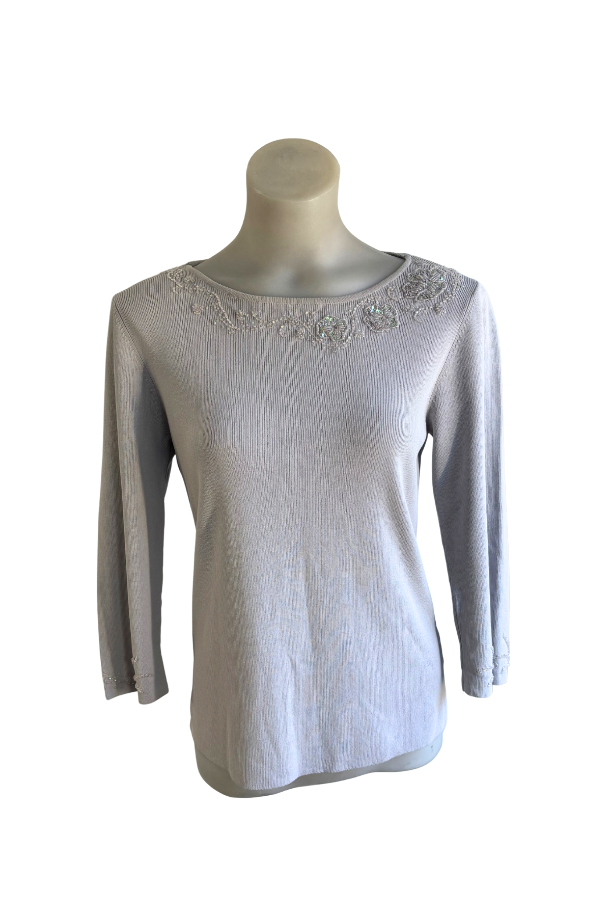 Marco Polo ribbed beaded top, L