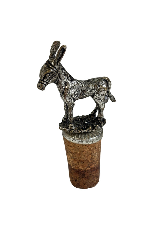 Pewter + cork donkey bottle stopper