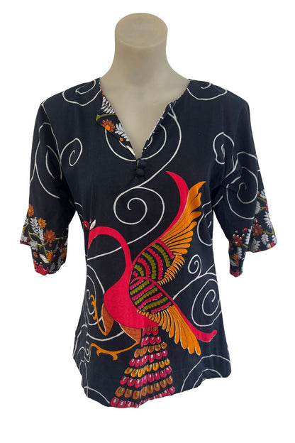 Beautiful cotton floral blouse, S/M