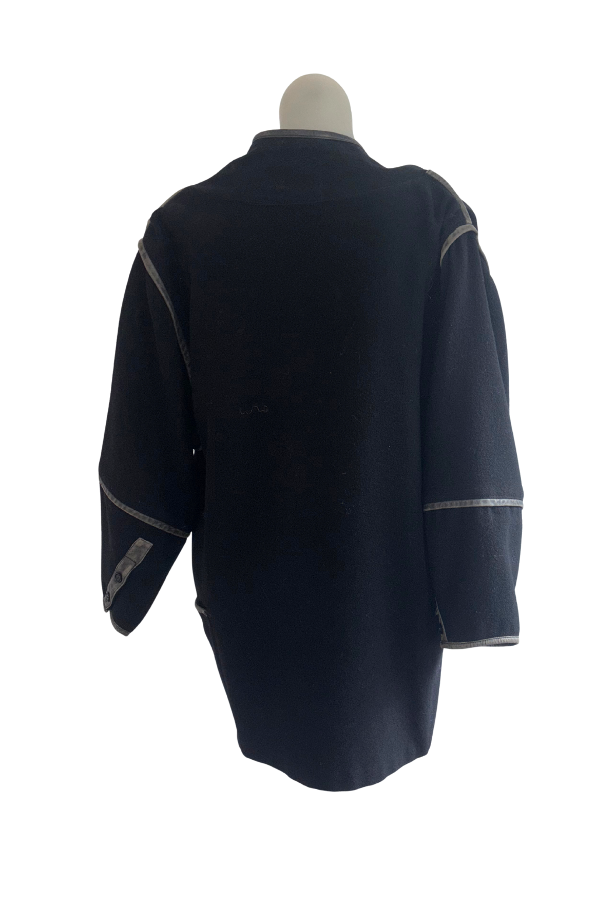 Vintage Rosaria Hall NZ made leather trim wool wrap jacket, 12