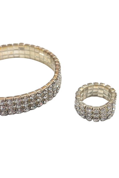 Glitzy glass diamond tennis bracelet + ring