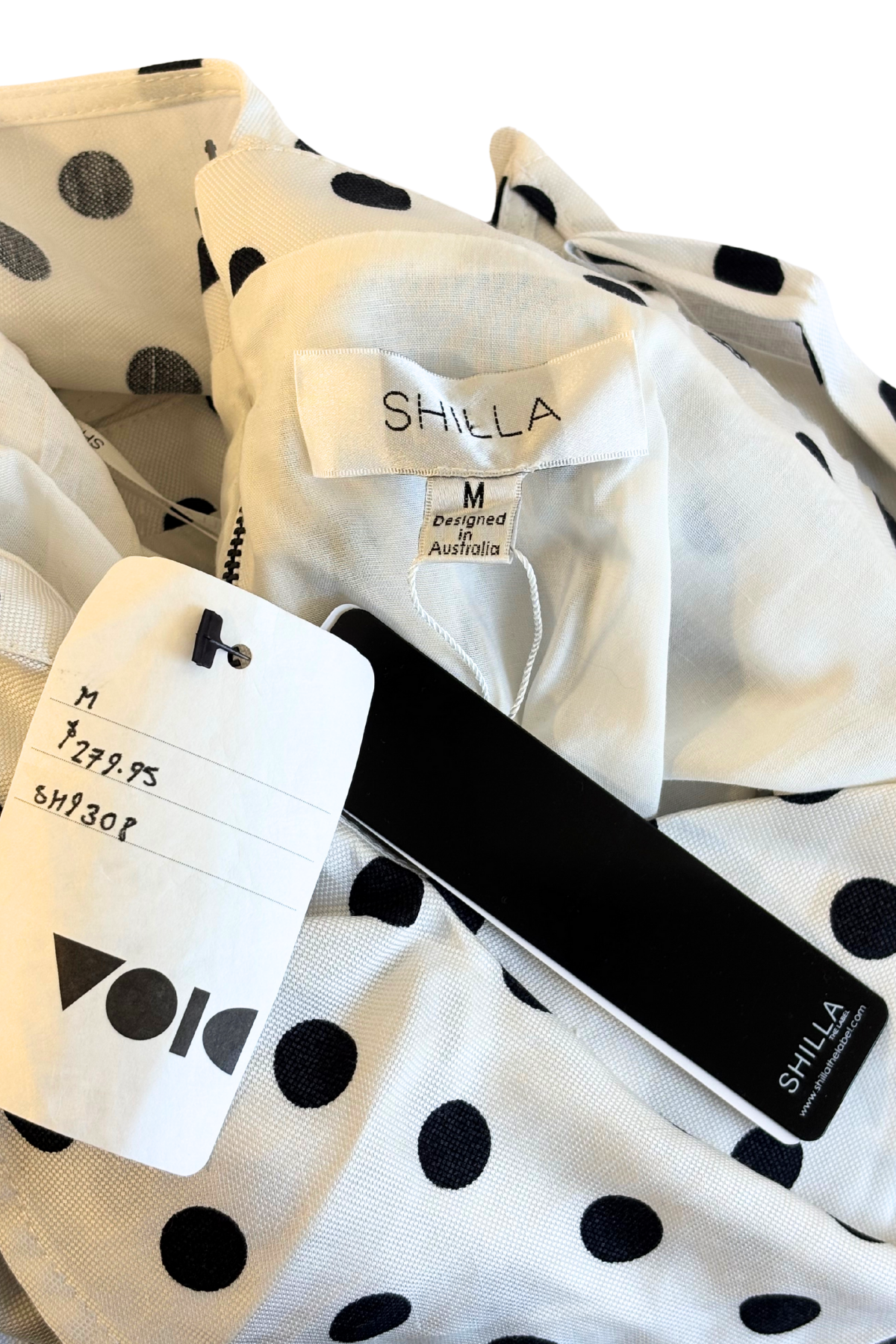 Shilla Aussie designer Polka dot mini dress, M