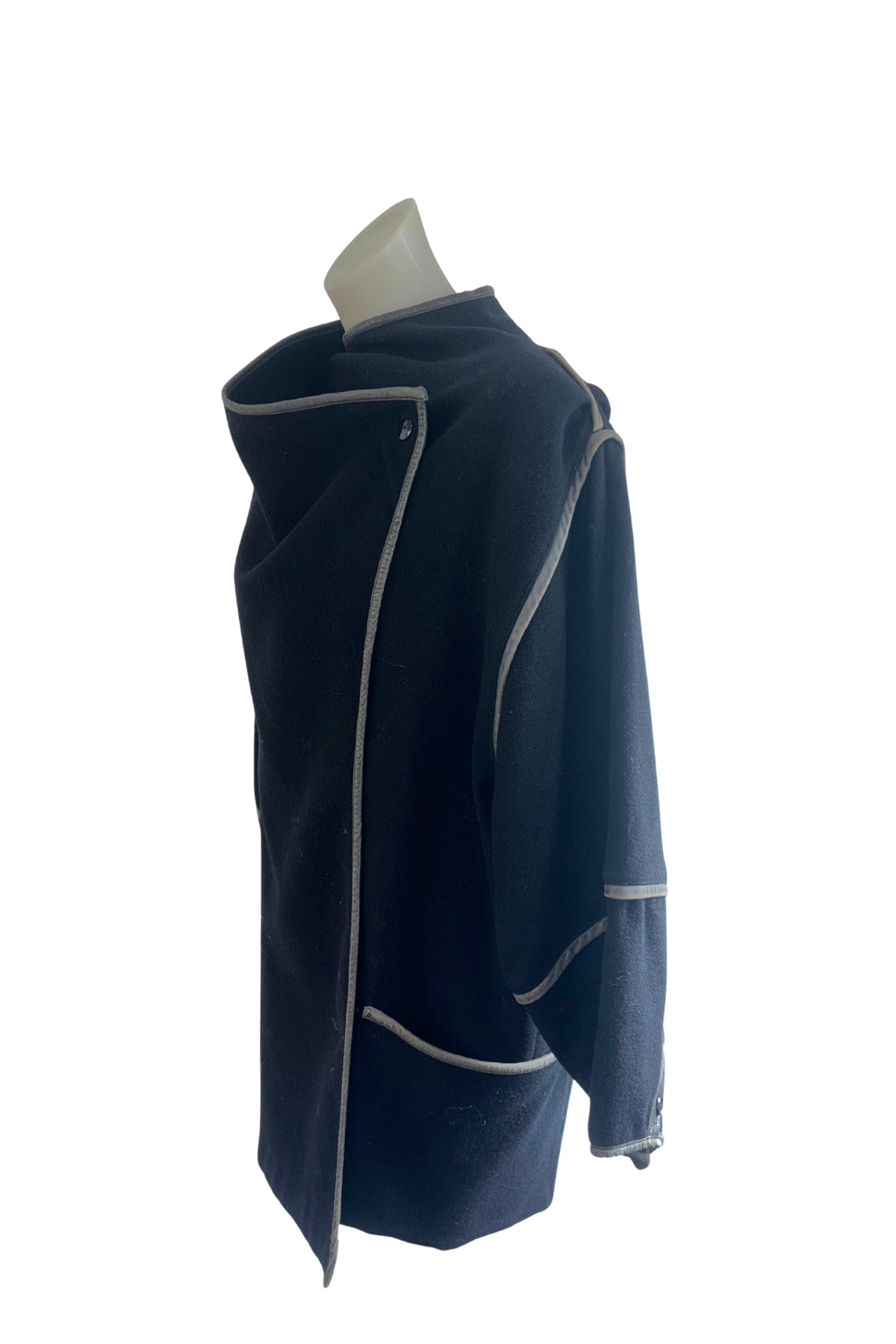 Vintage Rosaria Hall NZ made leather trim wool wrap jacket, 12