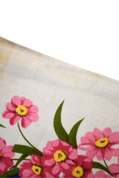 Pink floral centrepiece linen tea towel