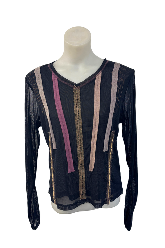 Grace Hill textured mesh long sleeve top, 14