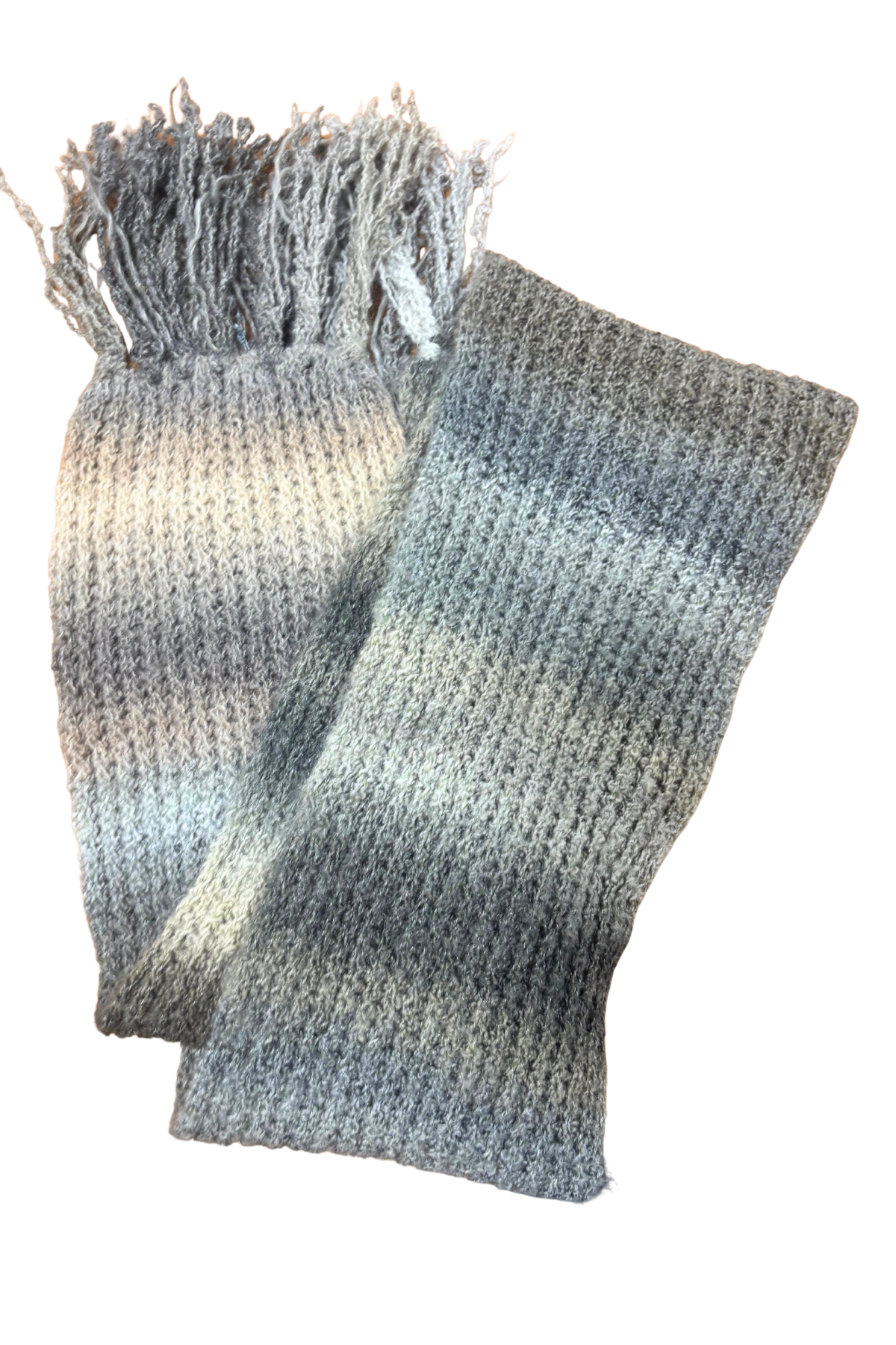 Beautifully soft grey gradient knitted scarf