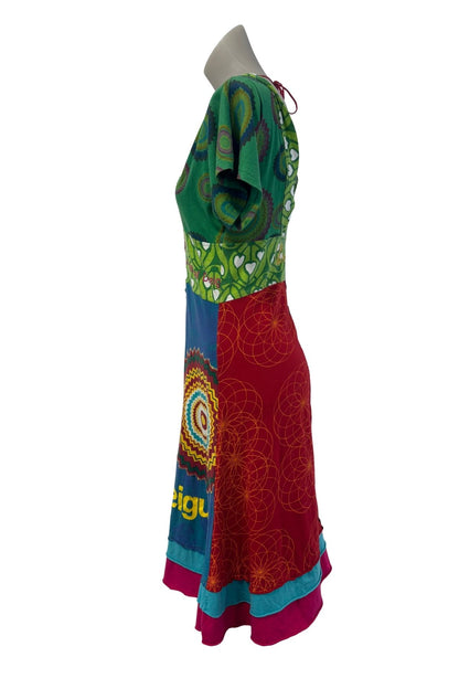 Desigual Designs vibrant patchwork midi dress, S