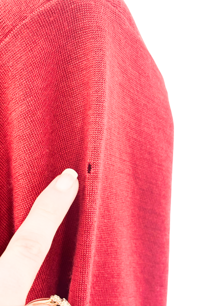 Vintage furry collar red lightweight sweater