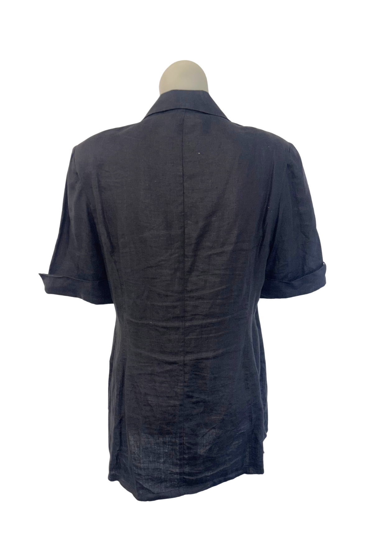 Staxs black linen blouse, 12