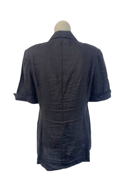 Staxs black linen blouse, 12