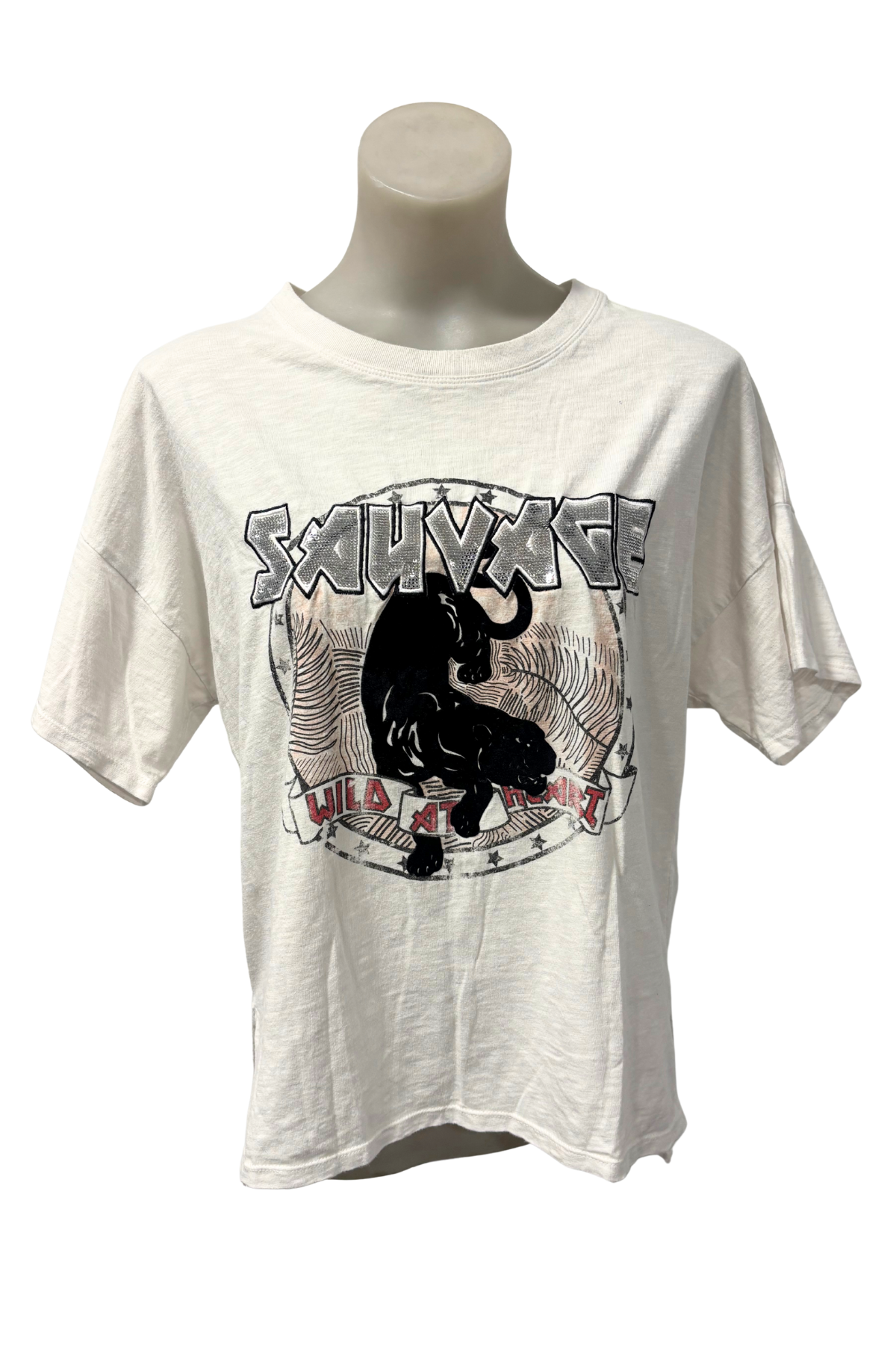 Decjuba Sauvage black leopard graphic tee, XS